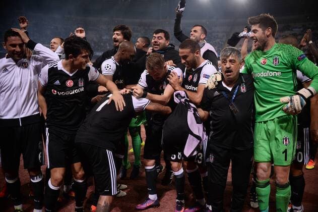 UEFA Champions League Group B match between Napoli and Besiktas at San Paolo Stadium in Napoli, Italy , 19 October 2016. Final Score : Napoli 2 - Besiktas 3 Pictured Besiktas players celebrates after the match. ( Goalkeeper Fabri ) 
