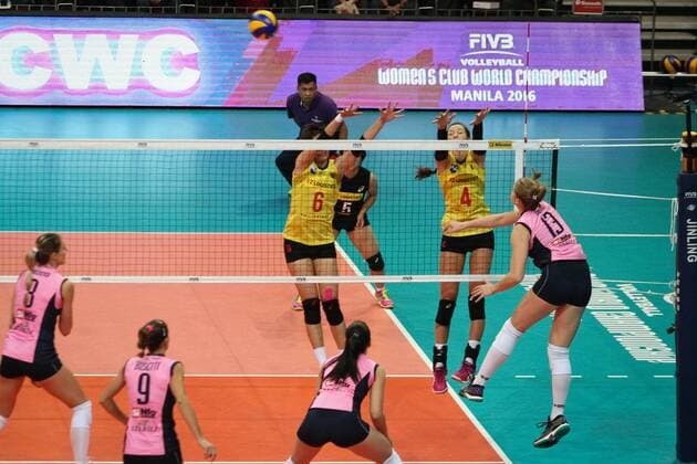 Philippines: Pomi-CAS Vs PSL at FIVB in Manila Pomi Cassalmaggiore won in straight sets (3-0) over Manila PSL-F2 Logistiscs at the FIVB Women s Club World Championships at the Mall of Asia Arena in Pasay CIty.  JxGerardxSeguiax xPacificxPress
