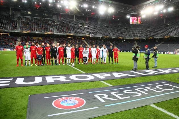 SOCCER - EL, RBS vs Nice SALZBURG,AUSTRIA,20.OCT.16 - SOCCER - UEFA Europa League, group stage, Red Bull Salzburg vs OGC Nice. Image shows both teams. GEPAxpictures xFelixxRoittner