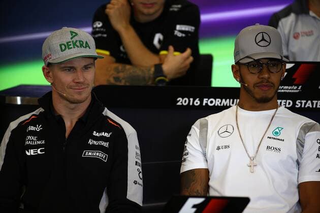 United States Grand Prix, Austin 20 - 23 October 2016 20.10.2016 - press conference PK Pressekonferenz Nico Hulkenberg (GER) Sahara Force India F1 VJM09 and Lewis Hamilton (GBR) Mercedes AMG F1 W07 Hybrid 