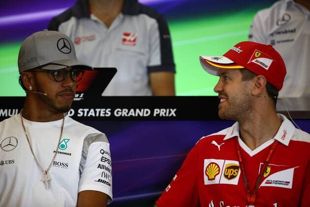 Bilder des Tages - SPORT United States Grand Prix, Austin 20 - 23 October 2016 20.10.2016 - press conference PK Pressekonferenz Lewis Hamilton (GBR) Mercedes AMG F1 W07 Hybrid and Sebastian Vettel (GER) Scuderia Ferrari SF16-H 