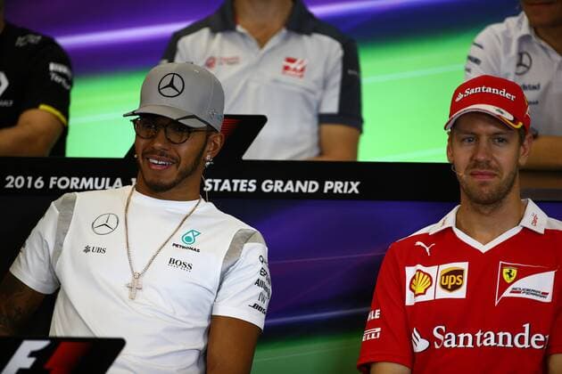 United States Grand Prix, Austin 20 - 23 October 2016 20.10.2016 - press conference PK Pressekonferenz Lewis Hamilton (GBR) Mercedes AMG F1 W07 Hybrid and Sebastian Vettel (GER) Scuderia Ferrari SF16-H 