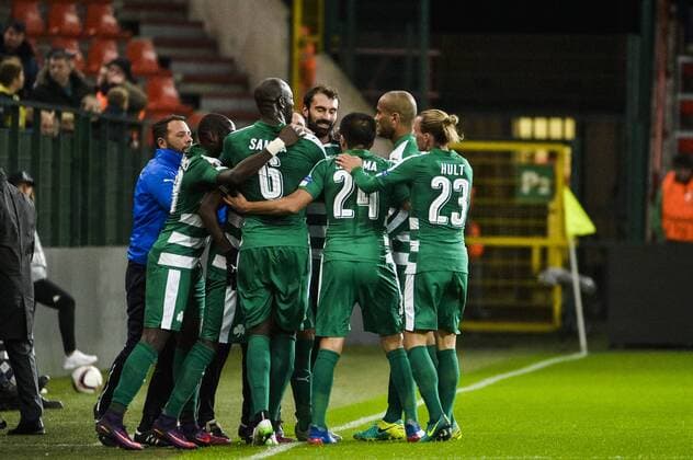 Panathinaikos forward Victor Ibarbo celebrates after scoring during a third game of the group stage (group G) of the Europa League competition between Belgian soccer team Standard de Liege and Greek soccer team Panathinaikos, Thursday 20 October 2016, in Liege. NICOLASxLAMBERT  x04962349x