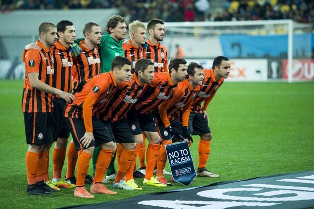 Shakhtar Donetsk s players pictured ahead of a third game of the group stage (group H) of the Europa League competition between Ukraine club Shaktar Donetsk and Belgian soccer team KAA Gent, Thursday 20 October 2016, in Lviv, Ukraine. JASPERxJACOBS  x04962357x