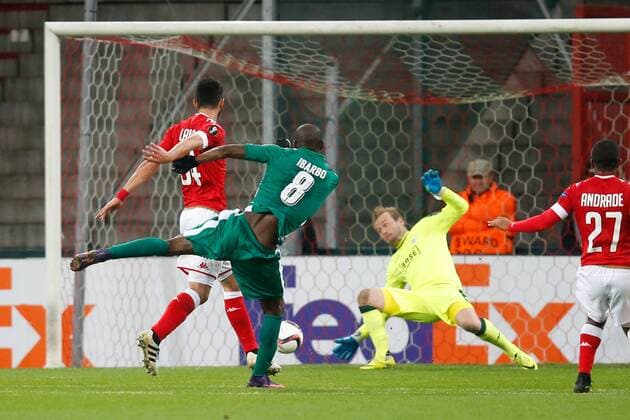 Panathinaikos forward Victor Ibarbo scores a goal during a third game of the group stage (group G) of the Europa League competition between Belgian soccer team Standard de Liege and Greek soccer team Panathinaikos, Thursday 20 October 2016, in Liege. BRUNOxFAHY  x04962424x