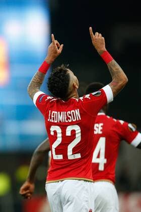 Standard s Junior Edmilson celebrates after scoring during a third game of the group stage (group G) of the Europa League competition between Belgian soccer team Standard de Liege and Greek soccer team Panathinaikos, Thursday 20 October 2016, in Liege. BRUNOxFAHY  x04962439x