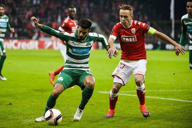 Panathinaikos midfielder Lucas Villafanez and Standard s Adrien Trebel pictured during a third game of the group stage (group G) of the Europa League competition between Belgian soccer team Standard de Liege and Greek soccer team Panathinaikos, Thursday 20 October 2016, in Liege. NICOLASxLAMBERT  x04962444x