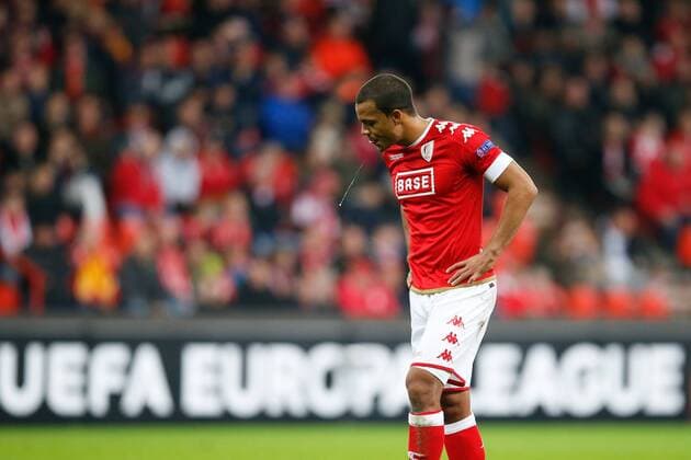 Standard s Matthieu Dossevi looks dejected during a third game of the group stage (group G) of the Europa League competition between Belgian soccer team Standard de Liege and Greek soccer team Panathinaikos, Thursday 20 October 2016, in Liege. BRUNOxFAHY  x04962447x