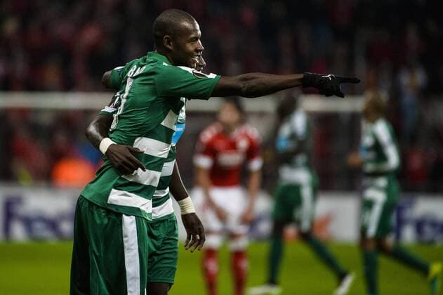 Panathinaikos forward Victor Ibarbo celebrates after scoring during a third game of the group stage (group G) of the Europa League competition between Belgian soccer team Standard de Liege and Greek soccer team Panathinaikos, Thursday 20 October 2016, in Liege. NICOLASxLAMBERT  x04962460x