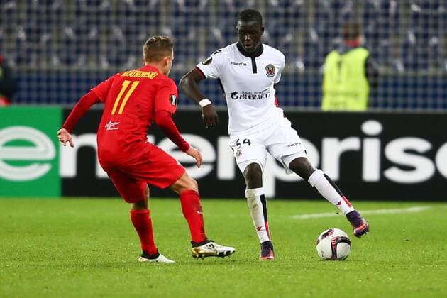 SOCCER - EL, RBS vs Nice SALZBURG,AUSTRIA,20.OCT.16 - SOCCER - UEFA Europa League, group stage, Red Bull Salzburg vs OGC Nice. Image shows Marc Rzatkowski (RBS) and Malang Sarr (Nice). GEPAxpictures xFelixxRoittner
