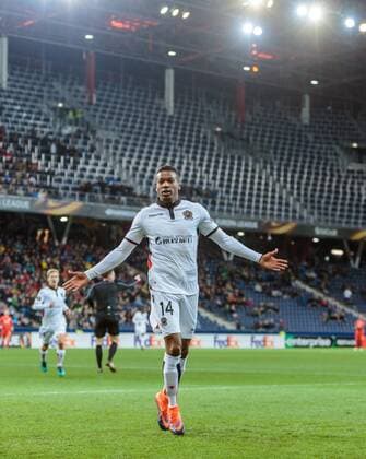 20.10.2016, Red Bull Arena, Salzburg, AUT, UEFA EL, FC Red Bull Salzburg vs OGC Nizza, Gruppe I, im Bild Torjubel Nizza nach dem 0:1 durch Alassane Plea (OGC Nice) Nice Celebrate after Alassane Plea (OGC Nice) scores the Openig Goal during the UEFA Europa League group I match between FC Red Bull Salzburg and OGC Nizza at the Red Bull Arena in Salzburg, Austria on 2016 10 20. Salzburg  EP_fei  