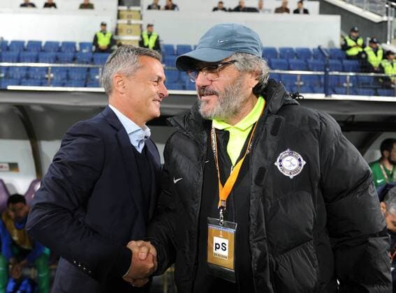 Osmanlispor s trainer Mustafa ReÅüit Akcay and Villareal s trainer Fran Escriba during Villareal - Osmanlispor European League Game at Ankara, 20th Oct. 2016. (Hikmet Saatci - Depo Photos)  15540838