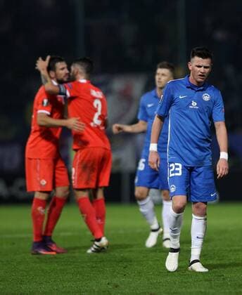 Disappionted Egon Vuch, right, of Liberec after the European Football League third round group J match FC Slovan Liberec vs ACF Fiorentina in Liberec, Czech Republic, October 20, 2016. (CTKxPhoto VitxCerny) CTKPhotoP201610201215701  CEV 14