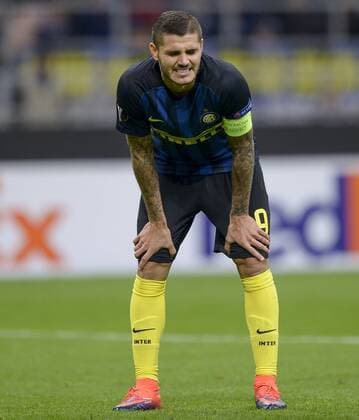 Italy: FC Internazionale v Southampton FC - UEL Mauro Icardi gestures during the Uefa Europa League football match between FC Internazionale and Southampton FC. FC Internazionale wins 1-0 over Southampton FC.  NicoloxCampox xPacificxPress