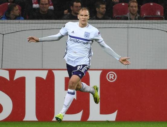 20.10.2016, xjhx, Fussball Europa League, FSV Mainz 05 - RSC Anderlecht, emspor, v.l. Lukasz Teodorczyk (RSC Anderlecht) celebrate the goal, Torjubel zum 1:1 Mainz