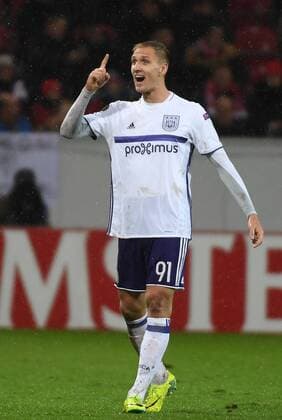 20.10.2016, xjhx, Fussball Europa League, FSV Mainz 05 - RSC Anderlecht, emspor, v.l. Lukasz Teodorczyk (RSC Anderlecht) celebrate the goal, Torjubel zum 1:1 Mainz
