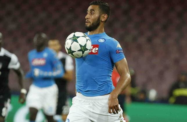 Italy: UCL Soccer Napoli vs Besiktas Faouzi Ghoulam during the Champions League Group soccer match between SSC Napoli and Bsiktas at the San Paolo Stadium in Naples October 19, 2016  CiroxDexLucax xPacificxPress