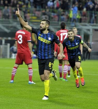 UEFA Europa League 2016 2017, Inter Mailand - FC Southampton, candreva Torjubel 1-0 xHOCHxZWEIx xItalyxPhotoxPressx 