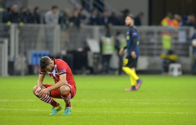 UEFA Europa League 2016 2017, Inter Mailand - FC Southampton, la delusione dei giocatori del southampton xHOCHxZWEIx xItalyxPhotoxPressx 