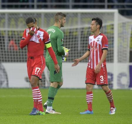 UEFA Europa League 2016 2017, Inter Mailand - FC Southampton, la delusione dei giocatori del southampton xHOCHxZWEIx xItalyxPhotoxPressx 