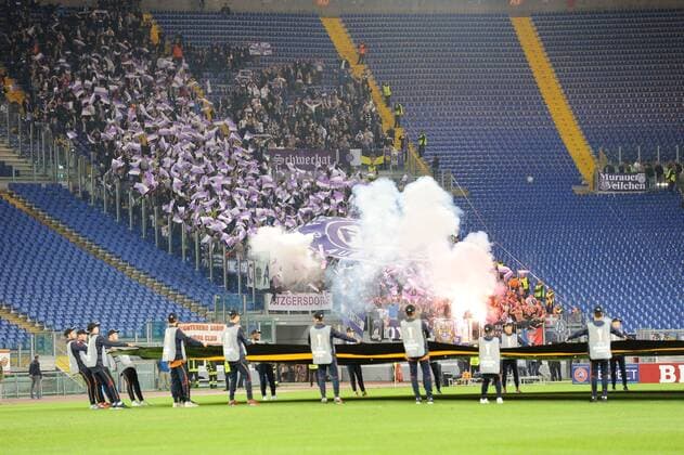 UEFA Europa League 2016 2017, AS Rom - Austria Wien, Coreografia Fans austria Vienna xHOCHxZWEIx xItalyxPhotoxPressx 
