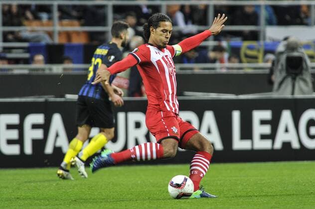 Italy:Euro League Match Inter Southampton Virgil Van Dijk of Southampton FC actions during the Europa League match between Internazionale Milan and Southampton at San Siro Stadium in Milan, Italy.  GaetanoxPiazzolla PacificxPress