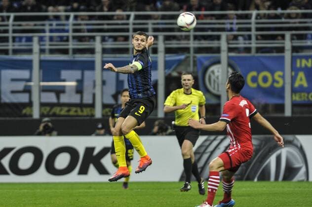 Italy:Euro League Match Inter Southampton Mauro Icardi of FC Inter in actions during the Europa League match between Internazionale Milan and Southampton at San Siro Stadium in Milan, Italy.  GaetanoxPiazzolla PacificxPress