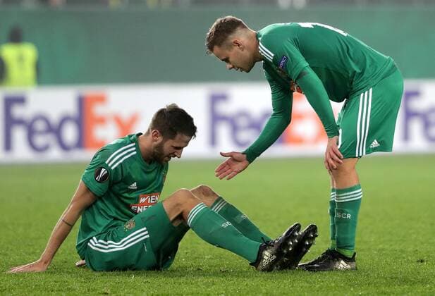 SOCCER - EL, Rapid vs Sassuolo VIENNA,AUSTRIA,20.OCT.16 - SOCCER - UEFA Europa League, group stage, SK Rapid Wien vs US Sassuolo Calcio. Image shows Christoph Schoesswendter and Louis Schaub (Rapid). Keywords: Wien Energie. GEPAxpictures xWalterxLuger