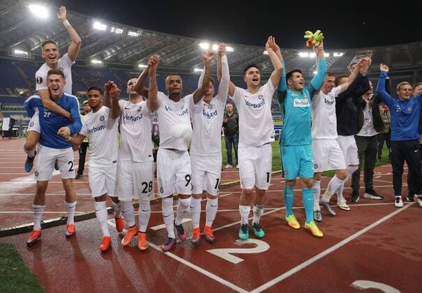 SOCCER - EL, Roma vs A.Wien ROME,ITALY,20.OCT.16 - SOCCER - UEFA Europa League, group stage, AS Roma vs FK Austria Wien. Image shows the rejoicing of A.Wien. GEPAxpictures xChristianxOrt