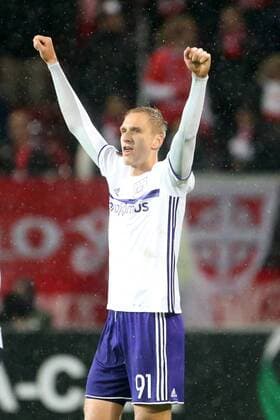 Fu§ball Europa-League FSV Mainz 05- RSC Anderlecht am 20.10.2016 in der Opel-Arena in Mainz. Lukasz Teodorczyk (Anderlecht) jubelt nach seinem Ausgleichstreffer zum 1:1. FSV Mainz 05- RSC Anderlecht