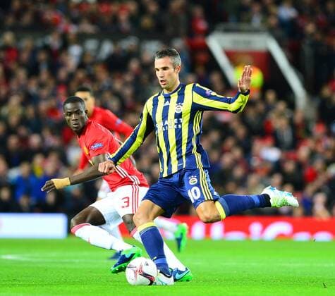 UEFA Europa League Group A day 3 match between Manchester United ManU and Fenerbahce at Old Trafford Stadium in Manchester , England , October 20 , 2016. Final Score: Manchester United 4 - Fenerbhace 1 Pictured: Robin van Persie of Fenerbahce and Eric Bailly 3 of Manchester United. 