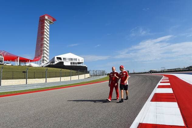 Sebastian Vettel (Scuderia Ferrari) bei der Streckenbesichtigung mit Chefingenieur Jock Clear, Grosser Preis der USA 2016, Motorsport, Formel 1, 20.10.2016, Austin Copyright: xAndre Eibner-Pressefotox EP_JAE