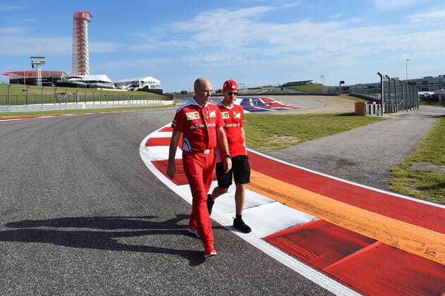 Sebastian Vettel (Scuderia Ferrari) bei der Streckenbesichtigung mit Chefingenieur Jock Clear, Grosser Preis der USA 2016, Motorsport, Formel 1, 20.10.2016, Austin Copyright: xAndre Eibner-Pressefotox EP_JAE