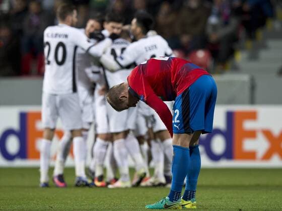 Disappointed Jan Baranek of Viktoria, right, reacts during the European Football League third round group E match FC Viktoria Plzen vs FC Astra Giurgiu in Pilsen, Czech Republic, October 20, 2016. (CTKxPhoto MichalxKamaryt) CTKPhotoP201610201254301  kmt 5