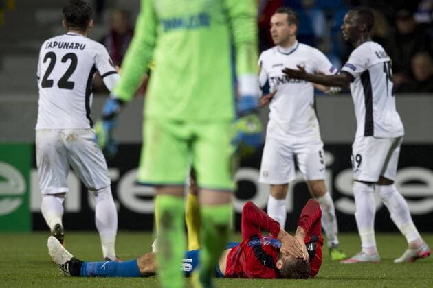 Disappointed Tomas Poznar of Viktoria lays on the pitch during the European Football League third round group E match FC Viktoria Plzen vs FC Astra Giurgiu in Pilsen, Czech Republic, October 20, 2016. (CTKxPhoto MichalxKamaryt) CTKPhotoP201610201327201  kmt 14