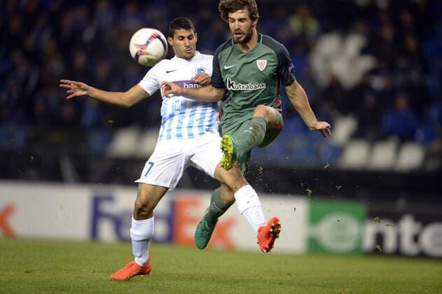 Yerai Alvarez defender of Athletic Club Bilbao and Nikolaos Karelis forward of KRC Genk FOOTBALL : Racing Genk vs Athletic Bilbao - Ligue Europa - 20 10 2016 Photonews Panoramic  665590041
