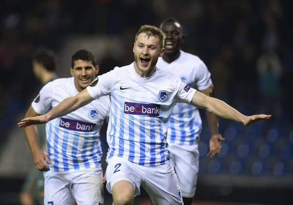 Jakub Brabec defender of KRC Genk celebrates with teammates after scoring FOOTBALL : Racing Genk vs Athletic Bilbao - Ligue Europa - 20 10 2016 Photonews Panoramic  665590041