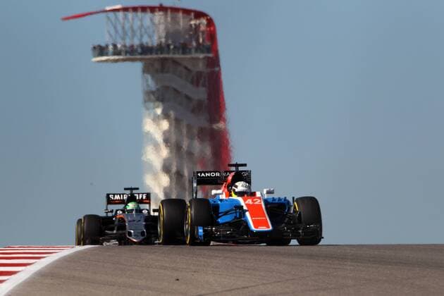 United States Grand Prix, Austin 20 - 23 October 2016 21.10.2016 - Free Practice 1, Jordan King (GBR) Manor Racing MRT, Test driver and Nico Hulkenberg (GER) Sahara Force India F1 VJM09 