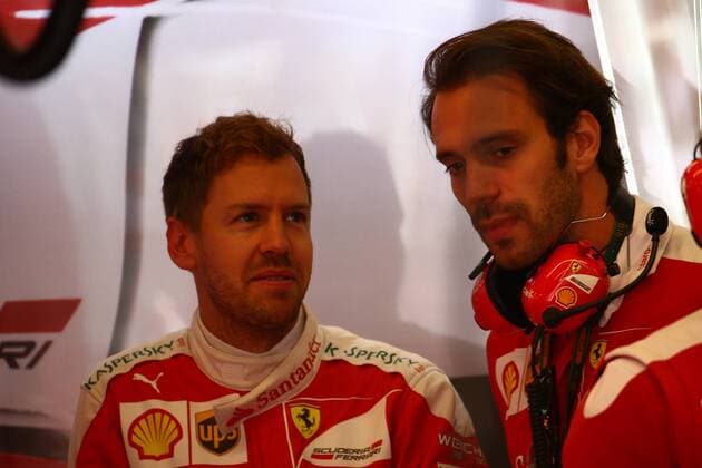 United States Grand Prix, Austin 20 - 23 October 2016 21.10.2016 - Free Practice 1, Sebastian Vettel (GER) Scuderia Ferrari SF16-H and Jean-Eric Vergne (FRA) Ferrari reserve driver 