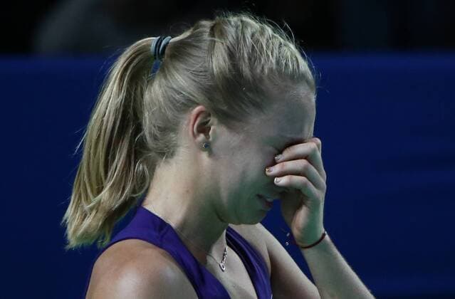MOSCOW, RUSSIA - OCTOBER 22, 2016: Australia s Daria Gavrilova loses her 2016 VTB Kremlin Cup International Tennis Tournament women s final match against Russia s Svetlana Kuznetsova 6:2, 6:1 at the Olympic Stadium. Stanislav Krasilnikov TASS  TS0353C3