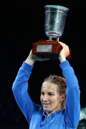 MOSCOW, RUSSIA - OCTOBER 22, 2016: Russia s Svetlana Kuznetsova wins her 2016 VTB Kremlin Cup International Tennis Tournament women s final match against Australia s Daria Gavrilova 6:2, 6:1 at the Olympic Stadium. Stanislav Krasilnikov TASS  TS0353B6