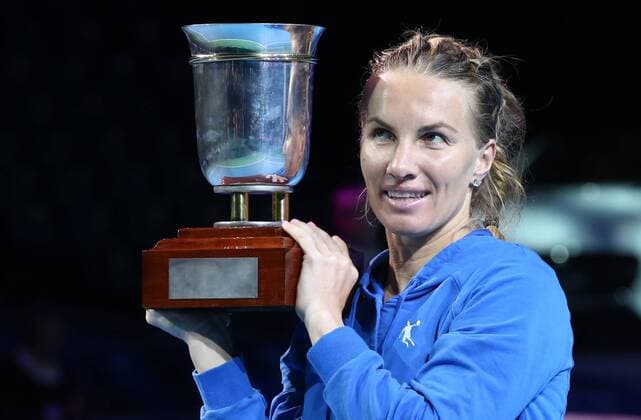 MOSCOW, RUSSIA - OCTOBER 22, 2016: Russia s Svetlana Kuznetsova wins her 2016 VTB Kremlin Cup International Tennis Tournament women s final match against Australia s Daria Gavrilova 6:2, 6:1 at the Olympic Stadium. Stanislav Krasilnikov TASS  TS0353B8