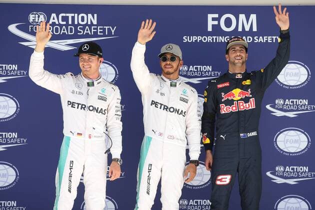 Motorsports: FIA Formula One World Championship WM Weltmeisterschaft 2016, Grand Prix of United States, 6 Nico Rosberg (GER, Mercedes AMG Petronas Formula One Team), 44 Lewis Hamilton (GBR, Mercedes AMG Petronas Formula One Team), 3 Daniel Ricciardo (AUS, Red Bull Racing), xHOCHxZWEIx
