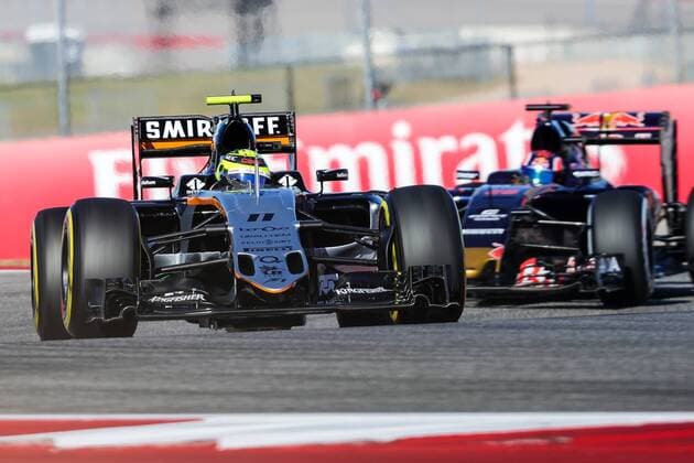 October 22, 2016 - Austin, Texas, U.S - Force India driver Sergio Perez (11) of Mexico in action during practice before the race at the Circuit of the Americas race track in Austin,Texas. F1 2016 - Formula 1 United States Grand Prix. - ZUMAw300 20161022_zaf_w300_016