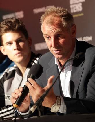 TENNIS - ATP Tennis Herren Erste Bank Open VIENNA,AUSTRIA,23.OCT.16 - TENNIS - ATP World Tour, Erste Bank Open, press conference PK Pressekonferenz with the tiebreaktens participants. Image shows Dominic Thiem (AUT) and Thomas Muster. GEPAxpictures xWalterxLuger
