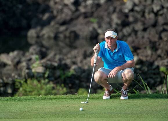 October 23, 2016 - Haikou, Hainan, China - Footballer Lee Sharpe on the 17th green of the Blackstone course in Mission Hills resort Haikou during the 2nd round of the 4th World celebrity Pro-am. .Blackstone course, Mission Hills resort, Haikou, Hainan Island China. Round 2 of the Mission Hills 4th World celebrity Pro-Am tournament 2016 - ZUMAr144 20161023_zap_r144_026