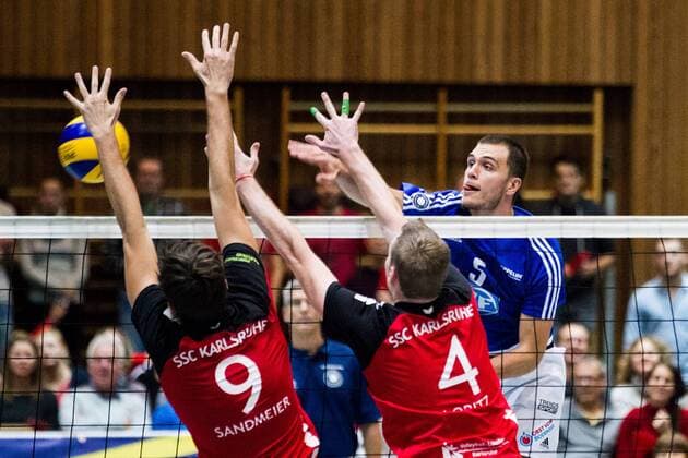 Angriff David Sossenheimer (5 VfB); DVV-Pokal Achtelfinale: SSC Karlsruhe vs VfB Friedrichshafen, Albgauhalle, Karlsruhe-Ettlingen Germany, 20161026; Karlsruhe-Ettlingen Copyright: xWuechnerx xEibner-Pressefotox EP_nwr