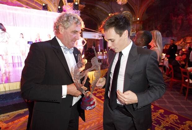 Monaco, October 26, 2016: Monaco World Sports Legends Award with Louis Ducruet (Son of Princess Stephanie of Monaco) and Football Legend Jean Marie Pfaff Monaco World Sports Legends Award