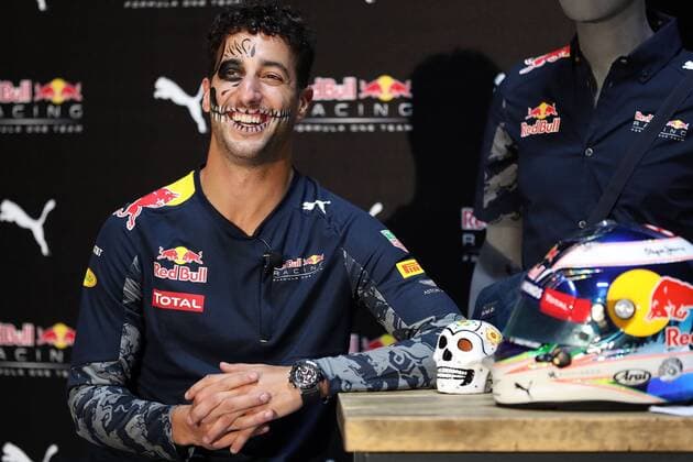 Formel 1, GP von Mexiko, Ricciardo mit Gesichtsbemalung zum Tag der Toten Conferencia de prensa con el piloto australiano, Daniel Ricciardo, de la escuderia Red Bull de F1, 26 de octubre de 2016. Foto: Agencia EL UNIVERSALJuan Carlos ReyesJMA. F1 2016 - Mexico Grand Prix - Preparations  - ZUMAu78_ 20161026_zaf_u78_065