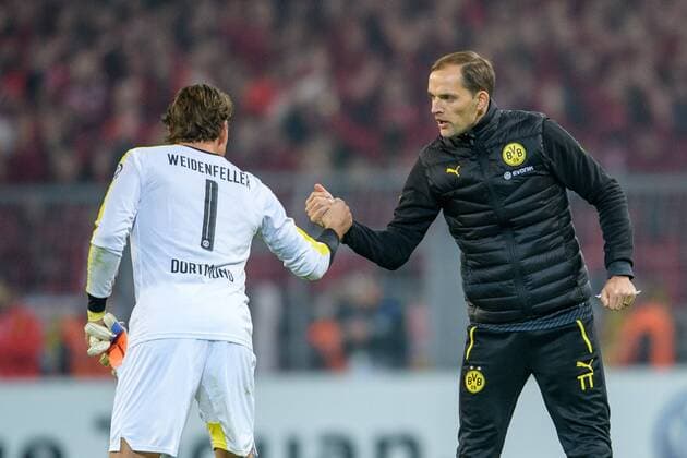 Trainer Thomas Tuchel (Borussia Dortmund) und Torwart Roman Weidenfeller (Borussia Dortmund 1) vor dem Elfmeterschiessen beim DFB-Pokal Spiel zwischen Borussia Dortmund und Union Berlin am 26.10.2016 Dortmund Copyright: xSchueler Eibner-Pressefotox EP_JSE